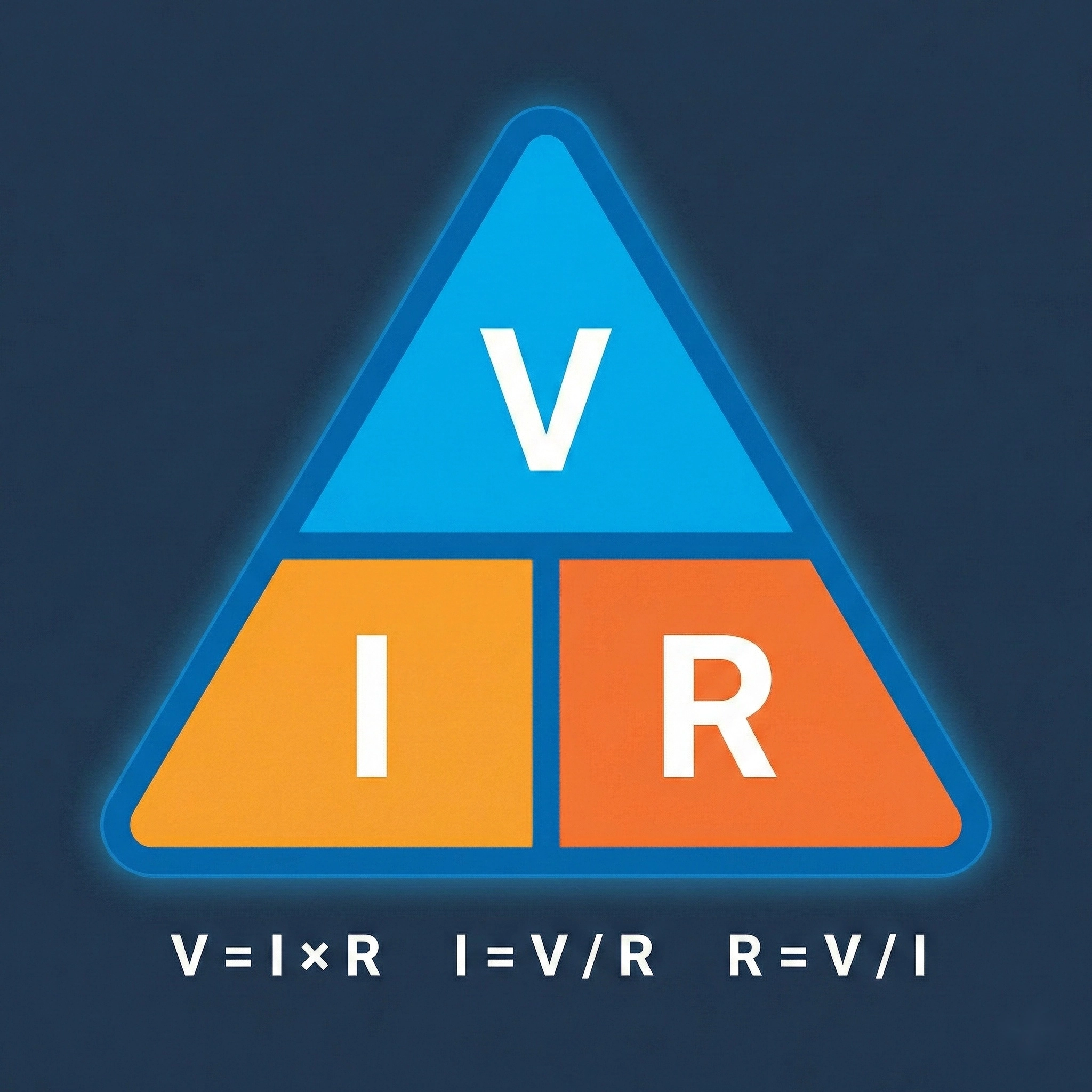 Triángulo de la ley de Ohm con voltaje corriente y resistencia